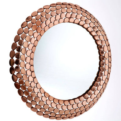 Orsina Templar Round Wall Mirror – Pebble Design Copper Finish
