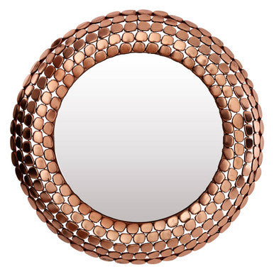 Orsina Templar Round Wall Mirror – Pebble Design Copper Finish