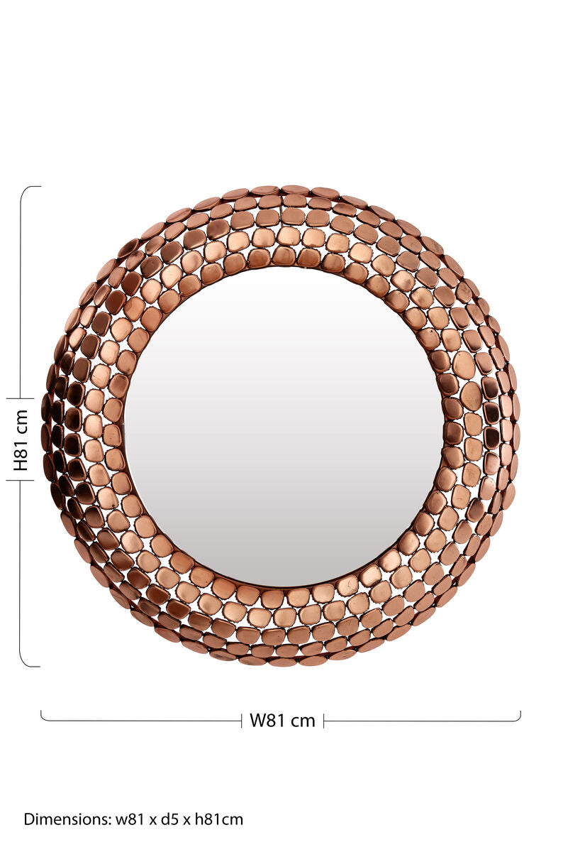 Orsina Templar Round Wall Mirror – Pebble Design Copper Finish