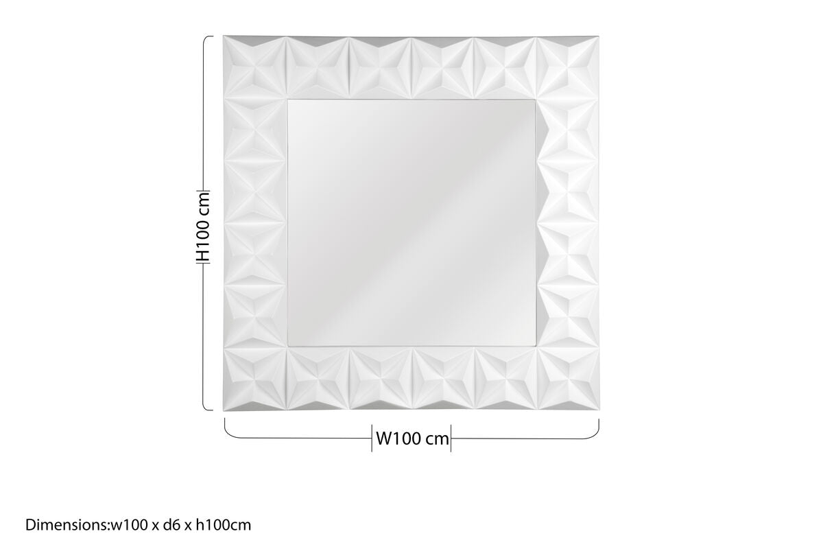 Orsina Stockholm 3D Effect Wall Mirror | White High Gloss Square