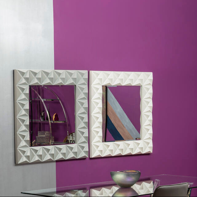 Orsina Stockholm 3D Effect Wall Mirror | White High Gloss Square