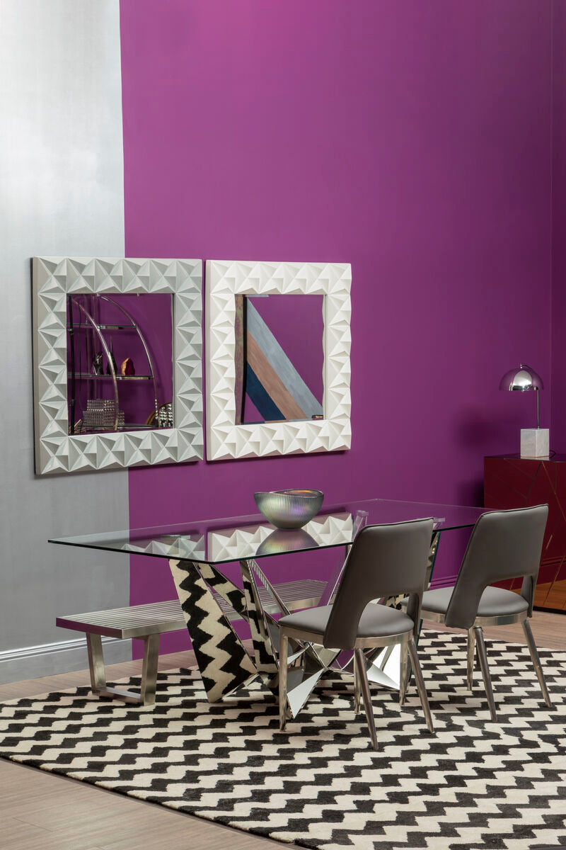 Orsina Stockholm 3D Effect Wall Mirror | White High Gloss Square