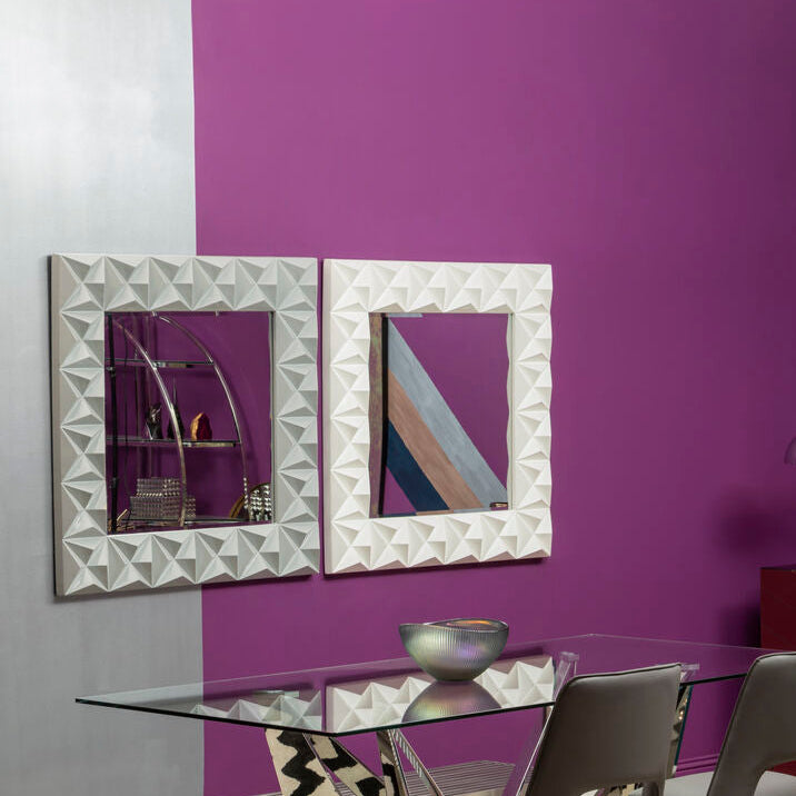 Orsina Stockholm 3D Effect Wall Mirror | Grey High Gloss Square