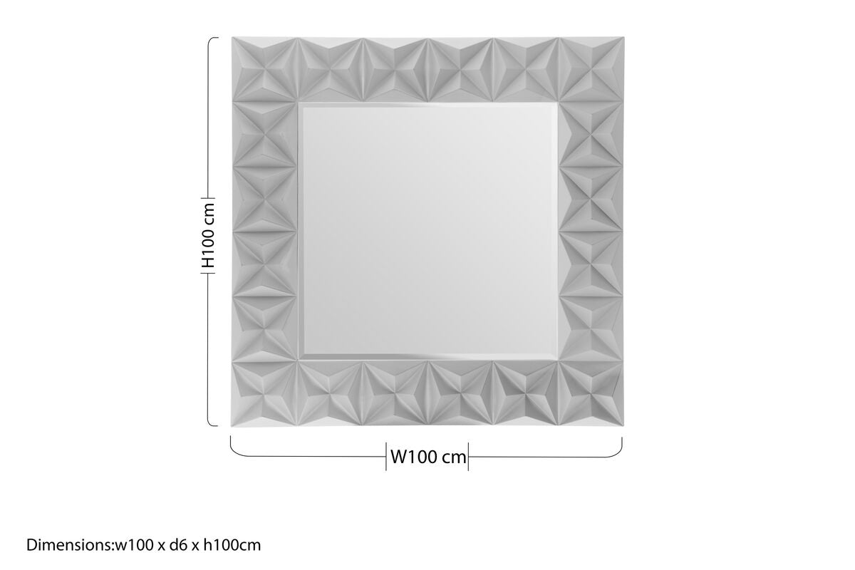 Orsina Stockholm 3D Effect Wall Mirror | Grey High Gloss Square