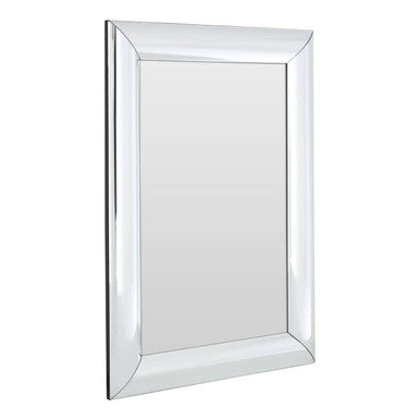 Orsina Petillo Rectangular Wall Mirror – Thick Silver Beveled Frame