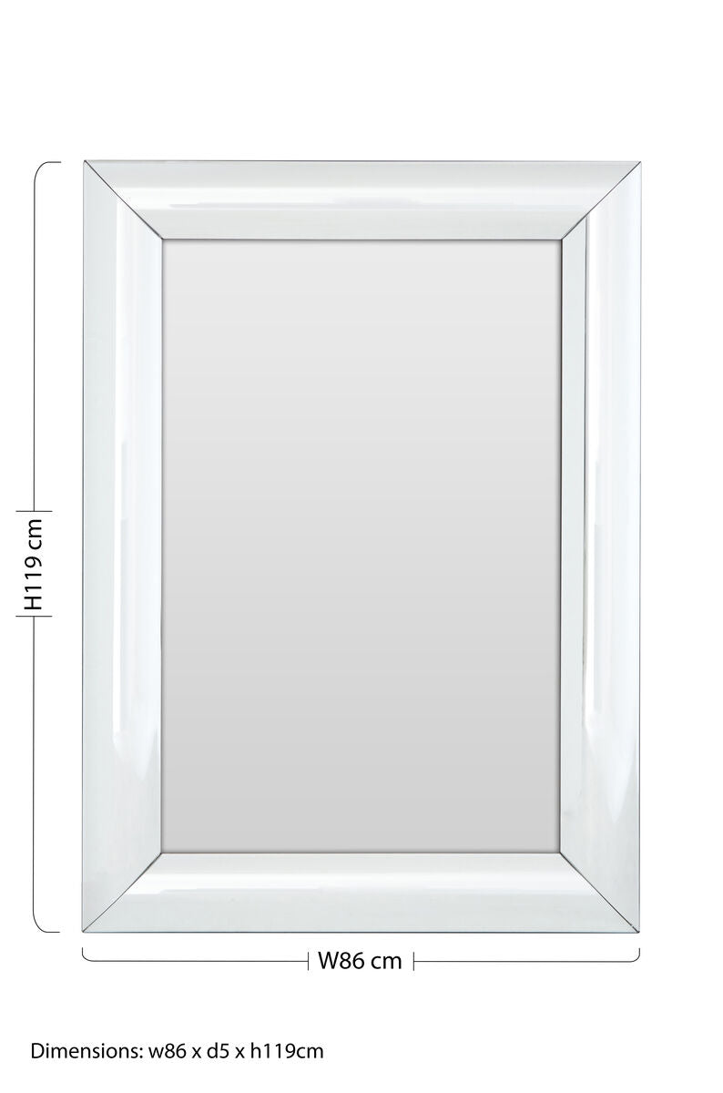 Orsina Petillo Rectangular Wall Mirror – Thick Silver Beveled Frame