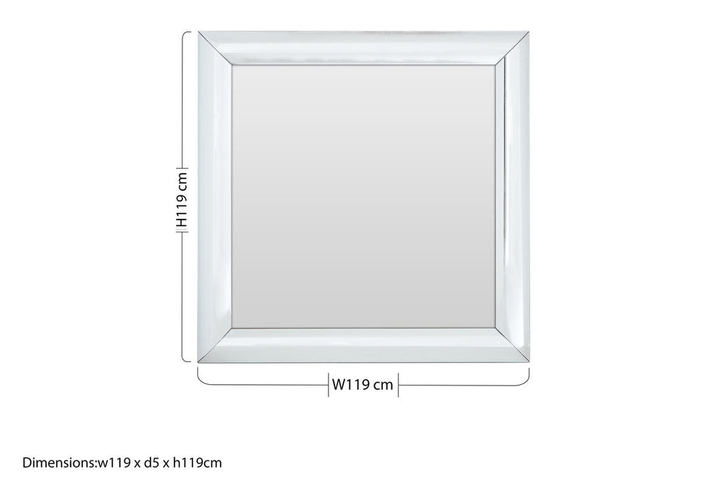 Orsina Petillo Square Wall Mirror – Thick Silver Bevelled Frame