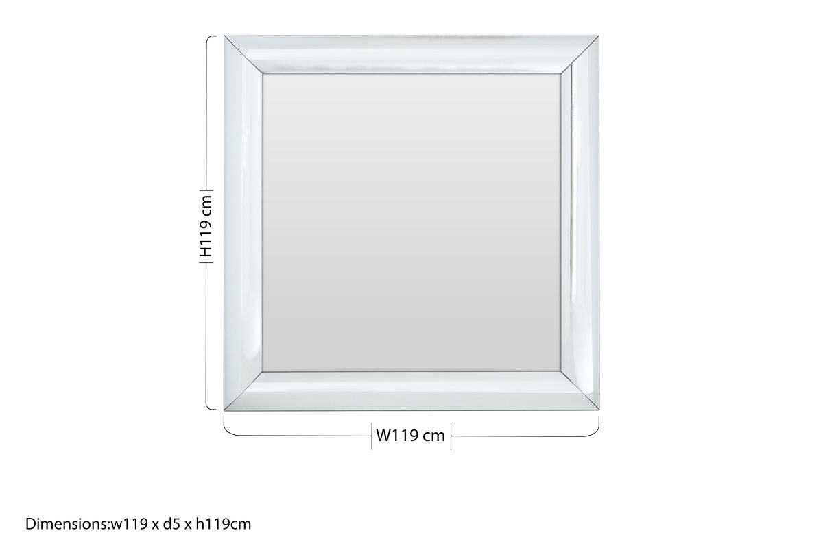 Orsina Petillo Square Wall Mirror – Thick Silver Bevelled Frame