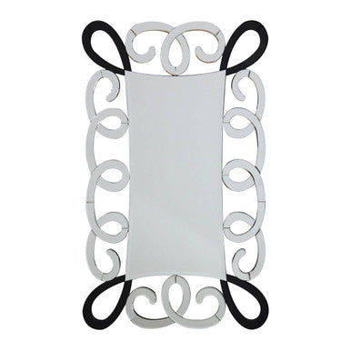 Orsina Vivienne Wall Mirror – Black and Silver Scroll Design
