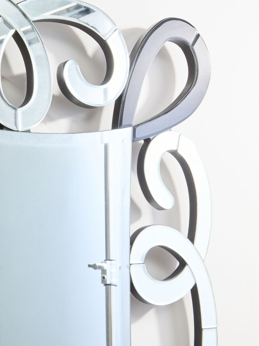 Orsina Vivienne Wall Mirror – Black and Silver Scroll Design