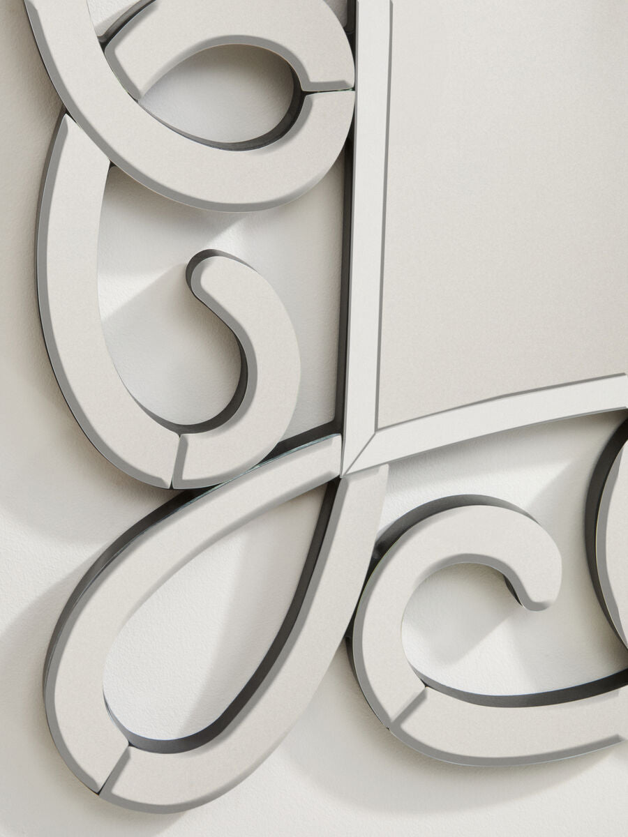 Orsina Vivienne Wall Mirror – Black and Silver Scroll Design