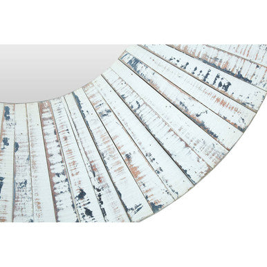 Orsina Driftwood White Wash Round Wall Mirror – Coastal Beach Decor