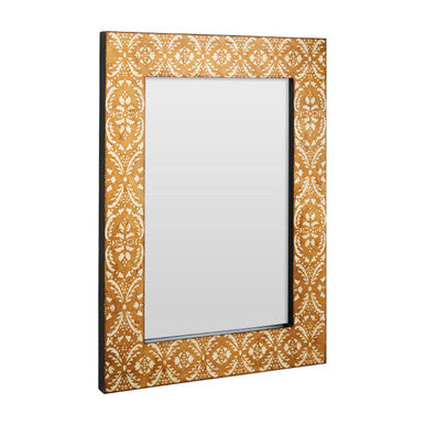 Orsina Damask Wall Mirror – Antique Gold Textured Engineered Wood