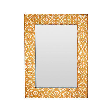 Orsina Damask Wall Mirror – Antique Gold Textured Engineered Wood