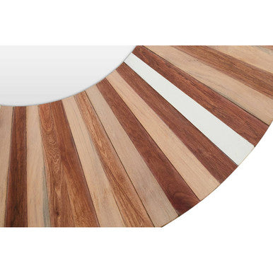 Orsina Barn Natural Wood Sunburst Wall Mirror – Rustic Boho Decor
