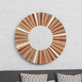 Orsina Barn Natural Wood Sunburst Wall Mirror – Rustic Boho Decor