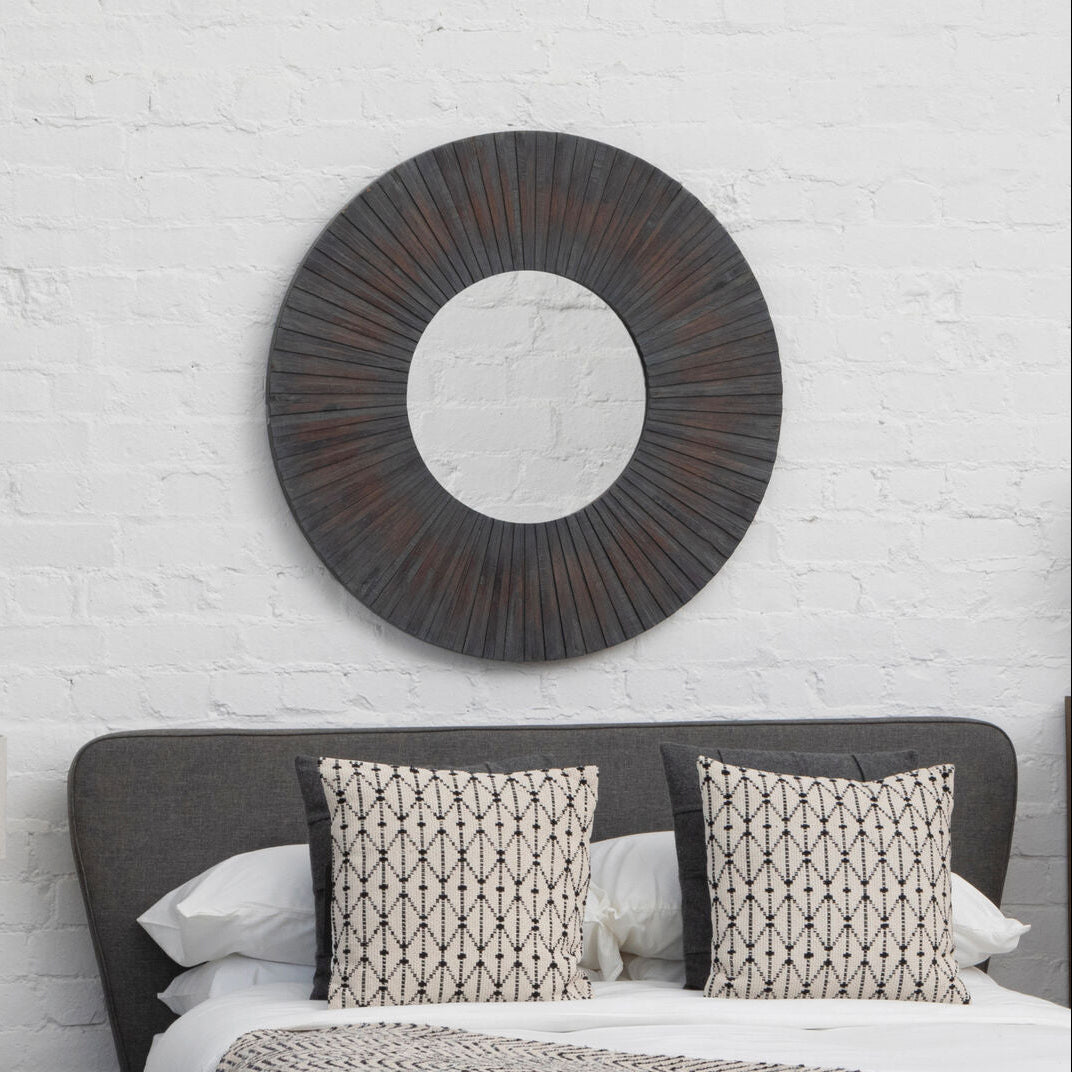Orsina Barn Antique Wood Effect Wall Mirror – Rustic Coastal Decor