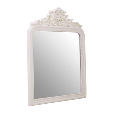 Orsina Giordano Ornate Cream Wall Mirror – Floral Crest Rectangular