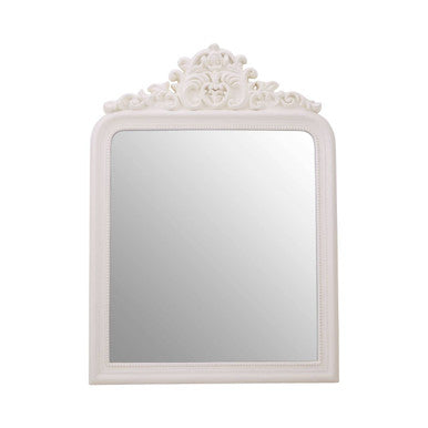Orsina Giordano Ornate Cream Wall Mirror – Floral Crest Rectangular