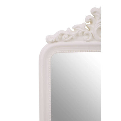 Orsina Giordano Ornate Cream Wall Mirror – Floral Crest Rectangular