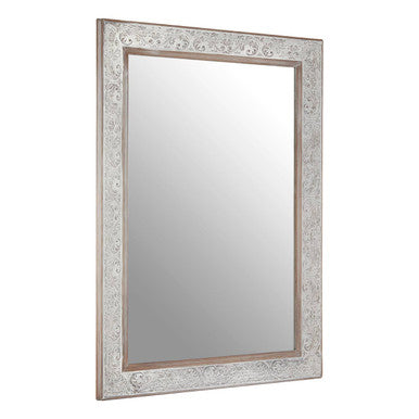 Orsina Yasmina Antique Silver Rectangular Wall Mirror – Neoclassical Wood