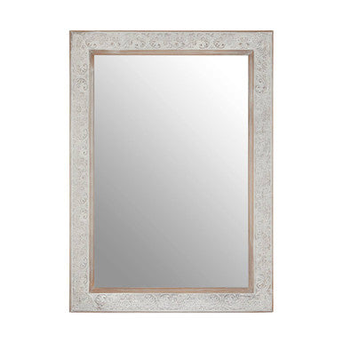 Orsina Yasmina Antique Silver Rectangular Wall Mirror – Neoclassical Wood