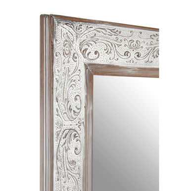Orsina Yasmina Antique Silver Rectangular Wall Mirror – Neoclassical Wood