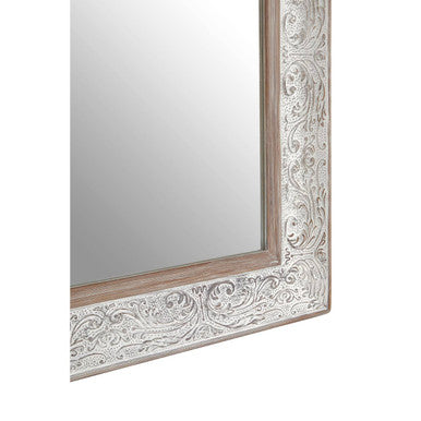Orsina Yasmina Antique Silver Rectangular Wall Mirror – Neoclassical Wood