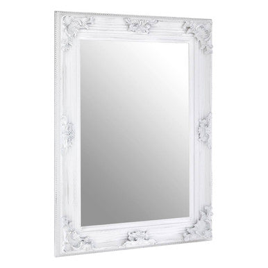Orsina Brussels Baroque Wall Mirror – Antique White Sculpted Wood
