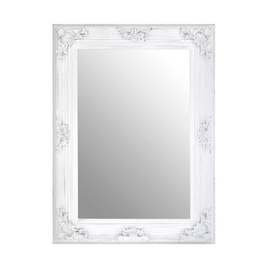 Orsina Brussels Baroque Wall Mirror – Antique White Sculpted Wood