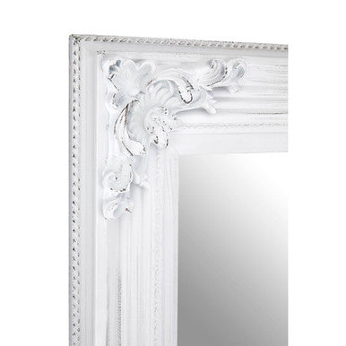 Orsina Brussels Baroque Wall Mirror – Antique White Sculpted Wood