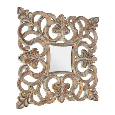 Orsina Sena Wall Mirror – Antique Gold Curved Square Decorative Mirror