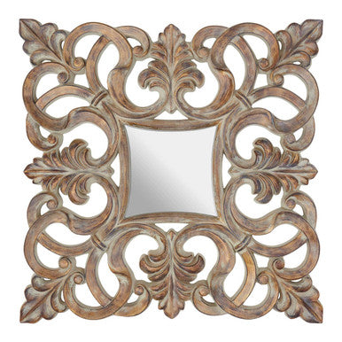 Orsina Sena Wall Mirror – Antique Gold Curved Square Decorative Mirror