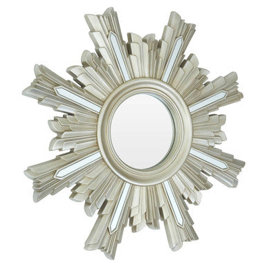 Orsina Sevan Wall Mirror – Art Deco Silver Pearl Polyurethane Frame