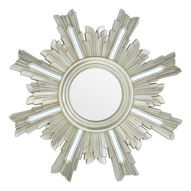 Orsina Sevan Wall Mirror – Art Deco Silver Pearl Polyurethane Frame