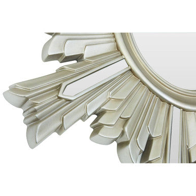 Orsina Sevan Wall Mirror – Art Deco Silver Pearl Polyurethane Frame