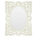Orsina Stansie Wall Mirror – White Rococo Oval Mirror for Home Decor