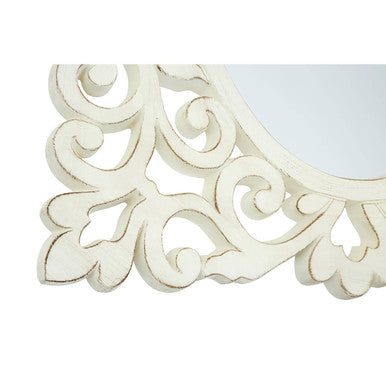 Orsina Stansie Wall Mirror – White Rococo Oval Mirror for Home Decor