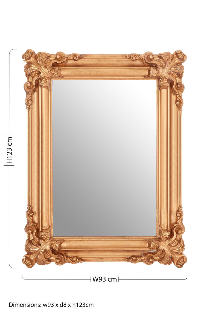 Orsina Georgia Gold Wall Mirror – Ornate Floral Frame Decorative Mirror