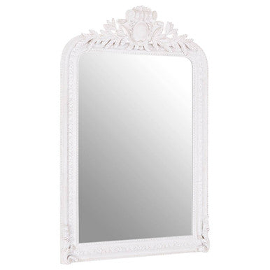 Orsina Gloria Stone Grey Wall Mirror – Ornate Floral Crest Design