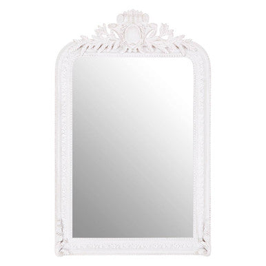 Orsina Gloria Stone Grey Wall Mirror – Ornate Floral Crest Design