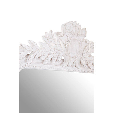 Orsina Gloria Stone Grey Wall Mirror – Ornate Floral Crest Design