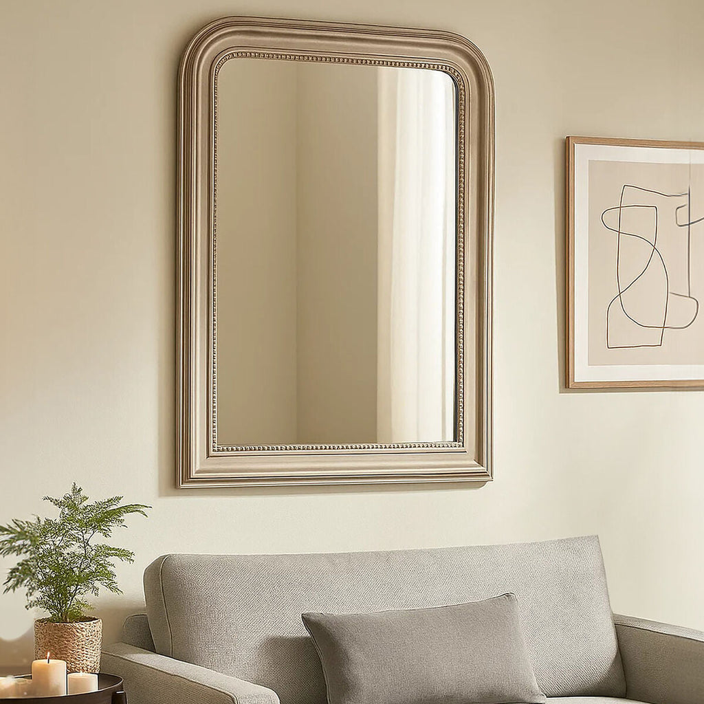 Orsina Gaia Silver Wall Mirror – Neoclassical Matte Wood Frame