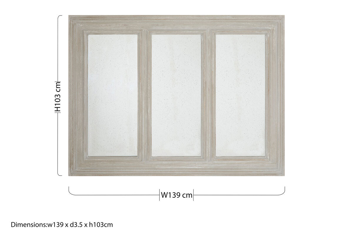 Orsina Gail 3 Panel Wall Mirror | Ash Wood Frame in Weathered Gold