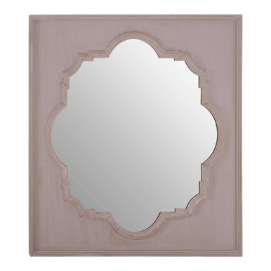 Orsina Gladys Fossil Grey Wall Mirror – Wooden Quatrefoil Design