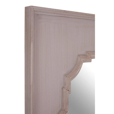 Orsina Gladys Fossil Grey Wall Mirror – Wooden Quatrefoil Design