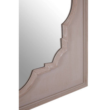 Orsina Gladys Fossil Grey Wall Mirror – Wooden Quatrefoil Design
