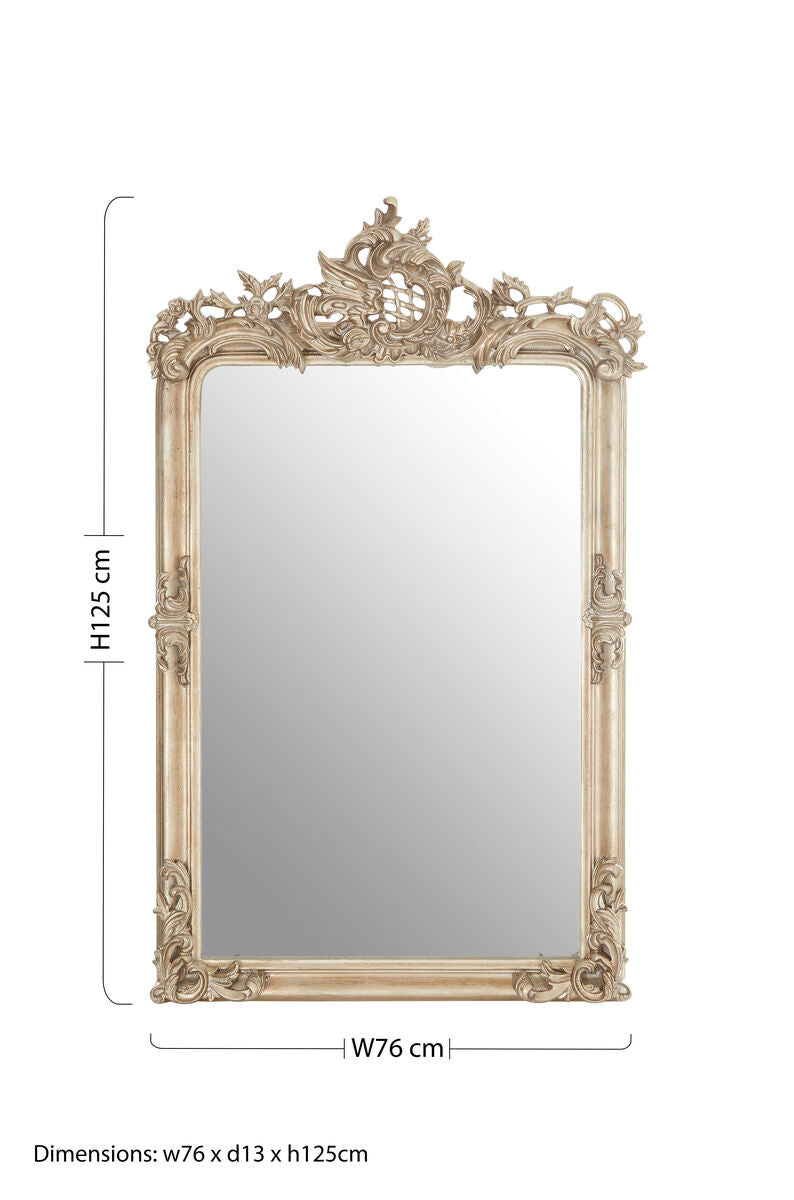 Orsina Gilda Silver Wall Mirror – Neoclassical Ornate Statement Piece