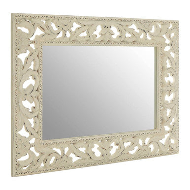 Orsina Hilda Antique White Baroque Wall Mirror – Floral Openwork Design