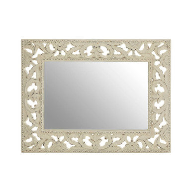Orsina Hilda Antique White Baroque Wall Mirror – Floral Openwork Design